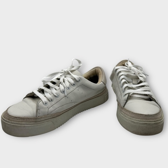 All Saints Trish Leather Trainers Sneakers Lace‎ Up Low Top Chalk White Size 8 - Picture 2 of 7